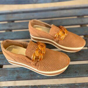 Dolce Vita Tan Sneakers with Gold Accents
